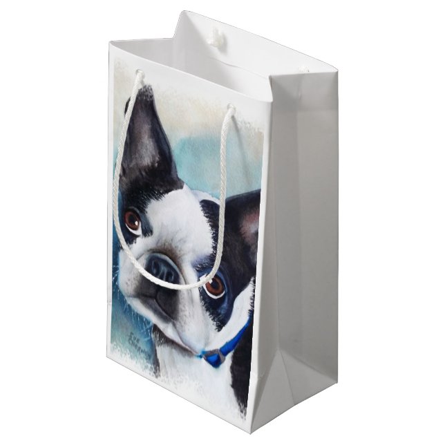GESCHENK-TASCHE BOSTONS TERRIER KLEINE GESCHENKTÜTE (Vorderseite Schrägansicht)
