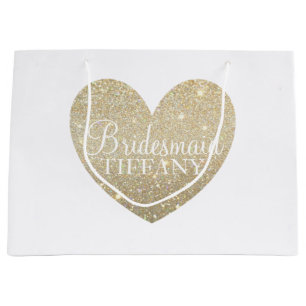 Geschenk-Tasche - GoldGlitzer-Herz-Fab Große Geschenktüte