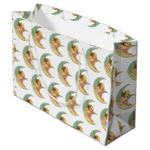 GESCHENK-TASCHE - GROSSER GLATTER ENGEL UND MOND