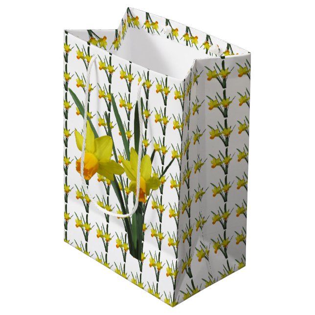 Geschenk-Tasche - Narzissen-Blüten Mittlere Geschenktüte (Vorderseite Schrägansicht)