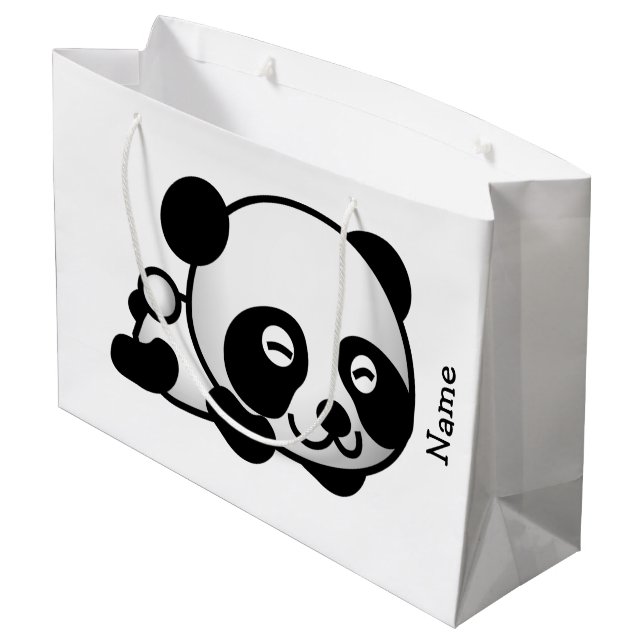 Geschenk-Tasche. Panda Große Geschenktüte (Rückseite Schrägansicht)
