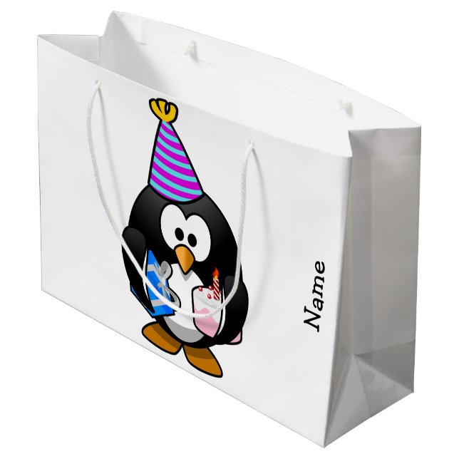 Geschenk-Tasche. Penguin. Große Geschenktüte (Rückseite Schrägansicht)