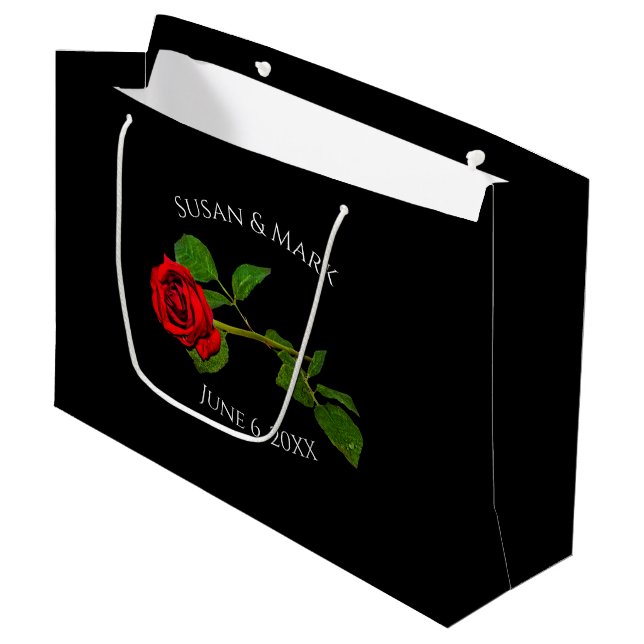Geschenk-Tasche, Rosen-Sammlung, Schwarzes/Rot Große Geschenktüte (Vorderseite Schrägansicht)