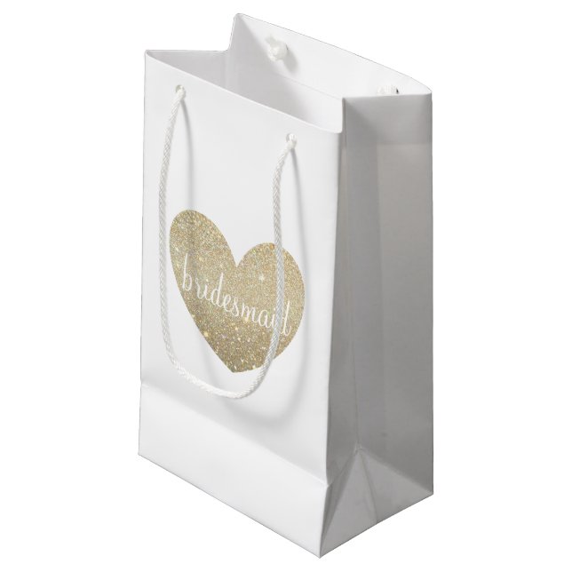 Geschenk-Tasche - tolle Brautjungfer des Herzens Kleine Geschenktüte (Vorderseite Schrägansicht)