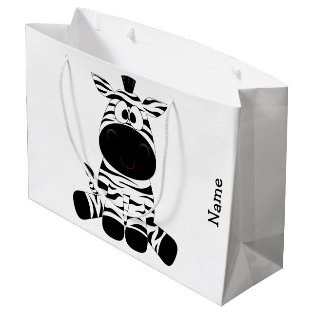 Geschenk-Tasche. Zebra. Große Geschenktüte (Rückseite Schrägansicht)