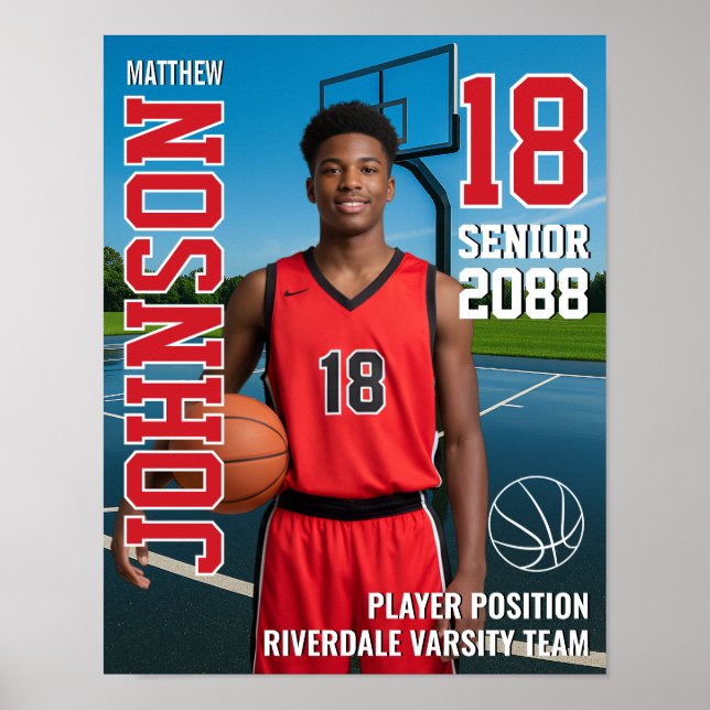Geschenk Teamfoto Senior Basketballspieler Sport Poster (Vorne)