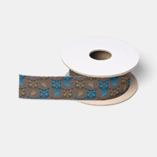 Geschenk-Umbauten des Browns der Eule blaue und Satinband