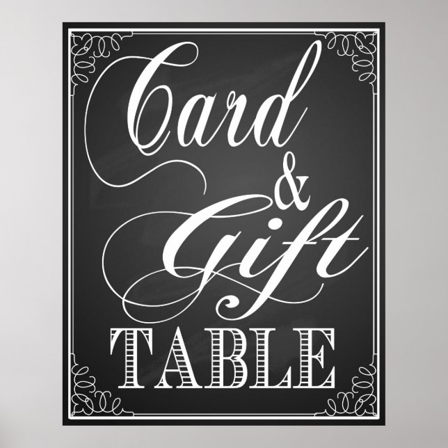 Geschenk und Karte Tafel Hochzeitszeichen schwarz  Poster (Vorne)