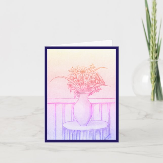 Geschenk von Blume - Blau Einladung (Vorderseite)