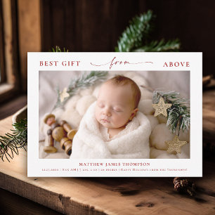 Geschenk von oben Elegantes Red Christmas Baby Fot Feiertagskarte