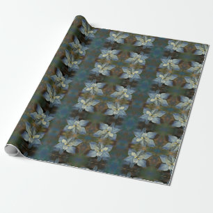 Geschenk Wrap Roll Blue Poinsettia Geschenkpapier