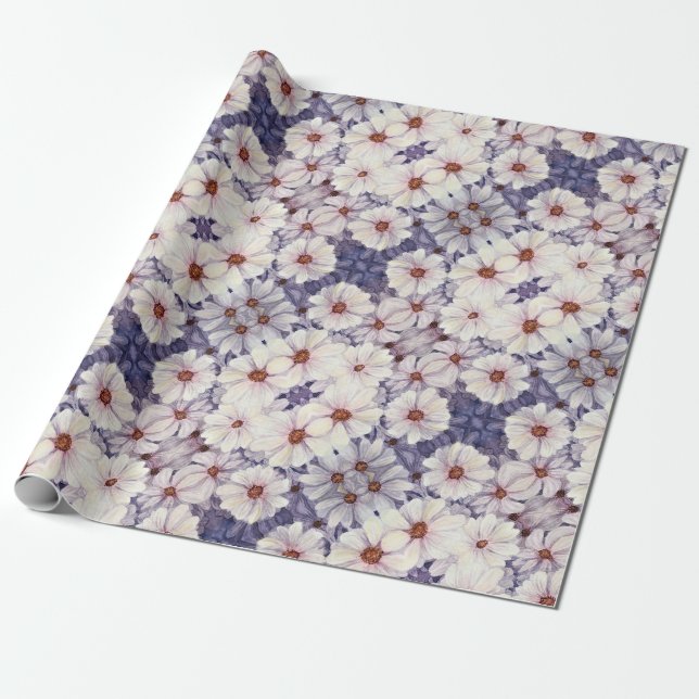 Geschenk Wrap Roll White African Daisies Geschenkpapier (Ungerollt)