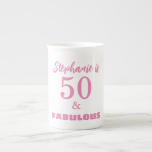 Geschenk zum 50. Geburtstag mit Namen und Monogram Prozellantasse