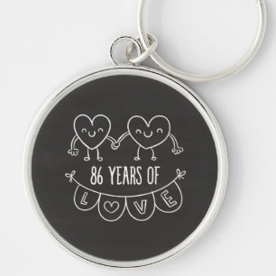 Geschenk zum 86. Jubiläum Chalk Herzen Schlüsselanhänger