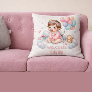 Geschenk zur Babyparty Rosa Pastell Kissen