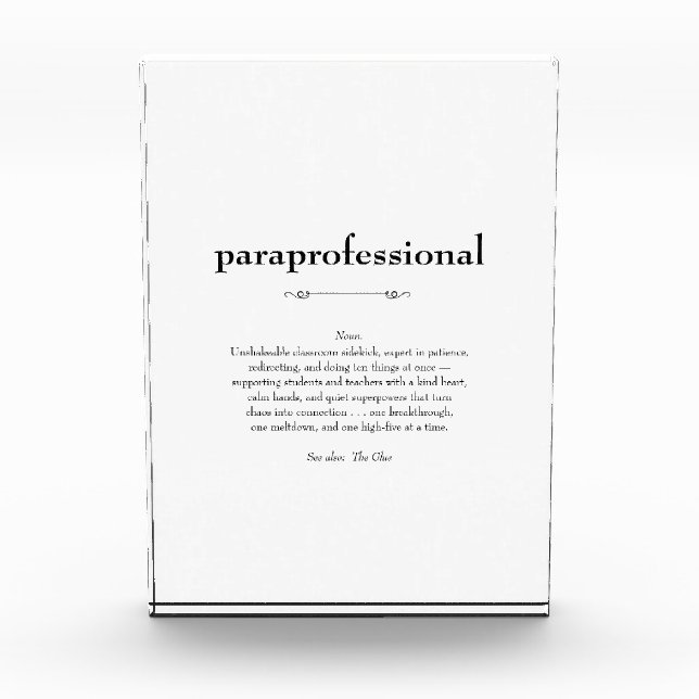 Geschenk zur Bewertung von Paraprofessional Defini Fotoblock (Vorderseite)