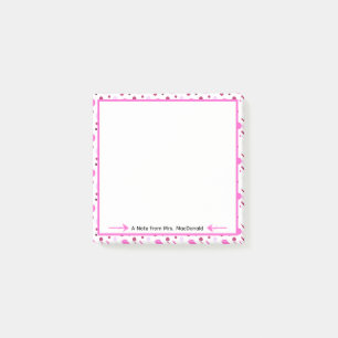 Geschenk zur Lehrererkenntlichkeit mit rosa Tupfen Post-it Klebezettel