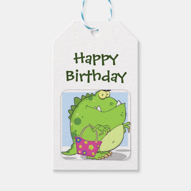 Geschenkanhänger - Dino Glücklich (Vorderseite)