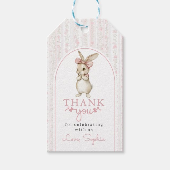 Geschenkanhänger Geburtstag Pink Coquette Bunny (Vorderseite)