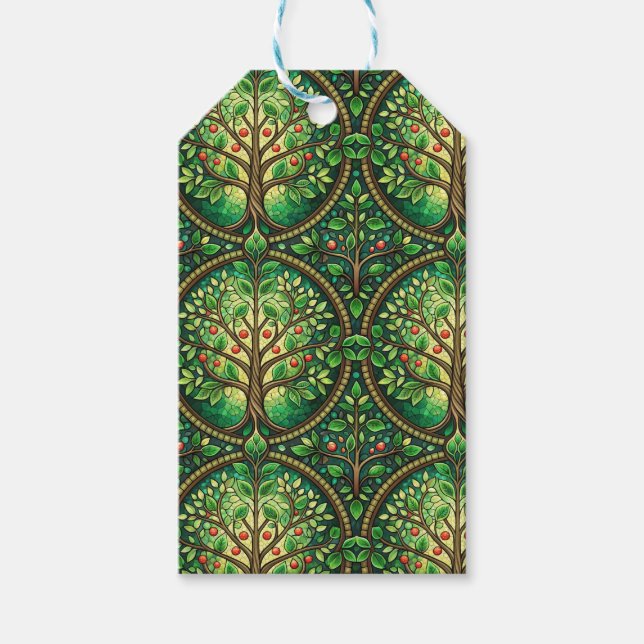 Geschenkanhänger mit einem üppigen, grünen Baum-Mu (Vorderseite)