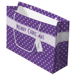 Geschenkanhänger-Name: Fröhliche Weihnachten Lila Große Geschenktüte