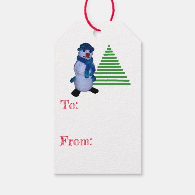 Geschenkanhänger - Schneemann und Baum (Rückseite)