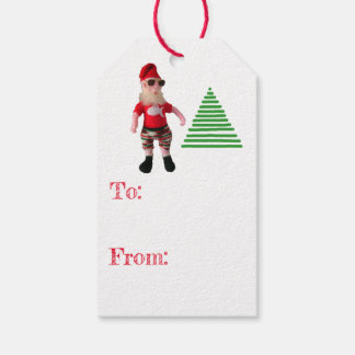 Geschenkanhänger - Surf Santa und Baum