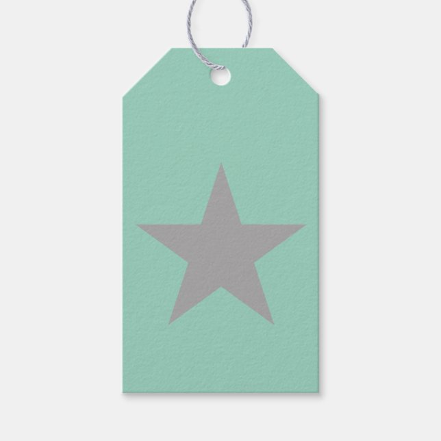 Geschenkanhänger - Türkiser Hintergrund Grauer Ste (Vorderseite)