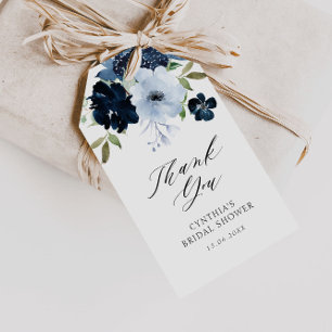 Geschenkartikel für Marineblau und hellblau blühen Geschenkanhänger
