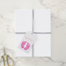 Geschenkartikel - Glückwünsche Rosa Fußabdrücke Geschenkanhänger