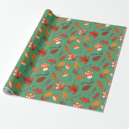 Geschenkartikel: Kastanien, Eichhörnchen, Pilze un Geschenkpapier