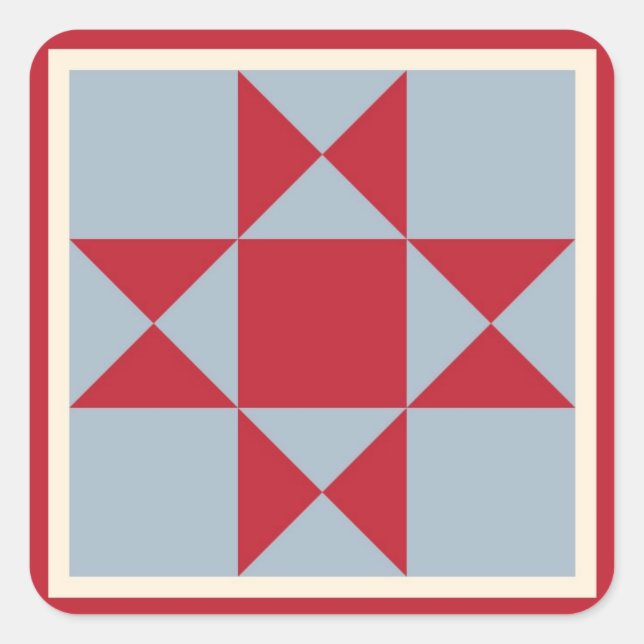 Geschenkartikel - Ohio Star Quilt Block Quadratischer Aufkleber (Vorderseite)
