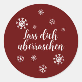 Geschenkaufkleber - Schneesterne - dunkelrot Runder Aufkleber