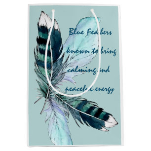 Geschenkbeutel Blue Feathers Mittlere Geschenktüte