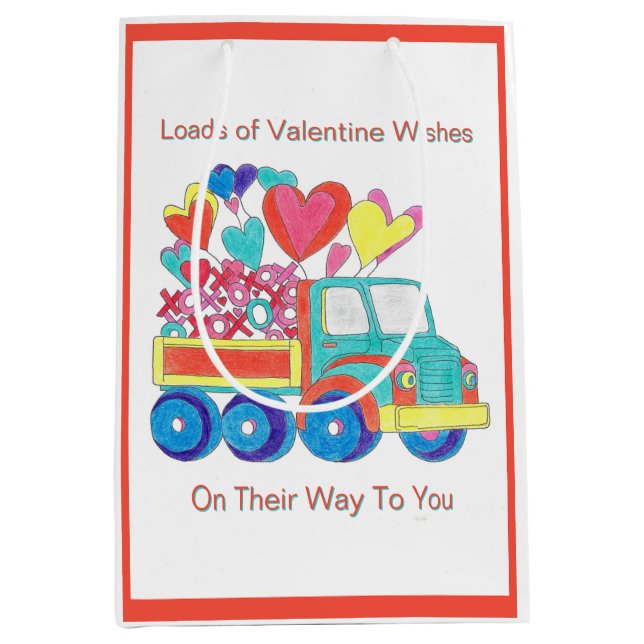 Geschenkbeutel LKW Herz Mittlere Geschenktüte (Vorderseite)