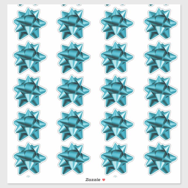 Geschenkbow | Aufkleber | 20 pro Blatt | AQUAMARIN (Blatt)
