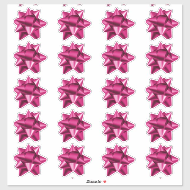Geschenkbow | Aufkleber | 20 pro Blatt | Rosa (Blatt)