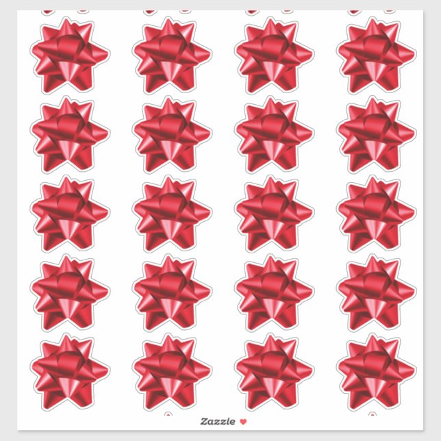 Geschenkbow | Aufkleber | 20 pro Blatt | Rot (Blatt)
