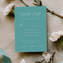 Geschenkbox Blau RSVP Kalligrafie Menüwahl Karte