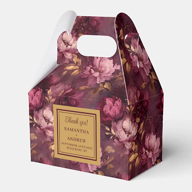 Geschenkboxen der Burgundy Blush Gold Gastgeschenk Geschenkschachtel (Lovely Burgundy Blush Gold Wedding Favor Gift Box)