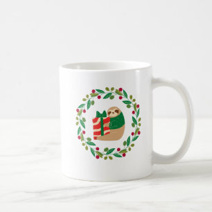 Geschenkboxen der niedlichen Sloth-Holding im Kran Kaffeetasse