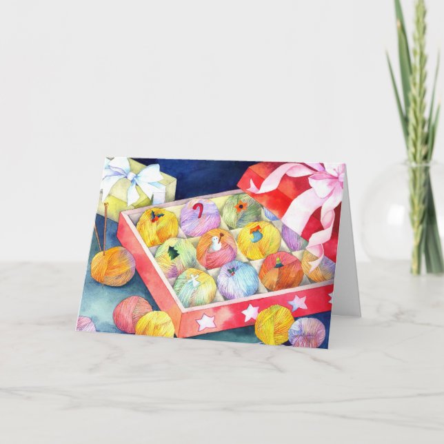 Geschenkboxen des Weihnachtsgarns Feiertagskarte (Vorderseite)