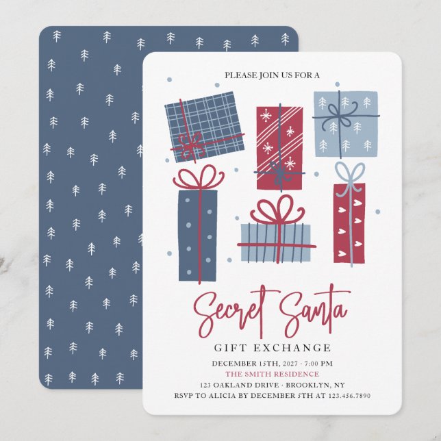 Geschenkboxen Geheimnis Weihnachtsgeschenk Austaus Einladung (Vorne/Hinten)