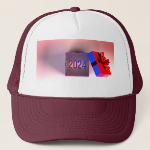 Geschenkboxen mit Ribbon Maroon Mesh 2024 Jahr ged Truckerkappe