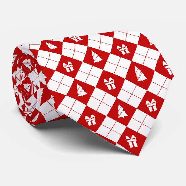 Geschenkboxen und Weihnachtsbaummuster Krawatte (Gerollt)