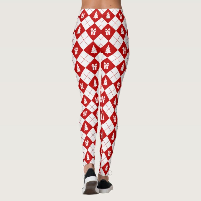 Geschenkboxen und Weihnachtsbaummuster Leggings (Rückseite)