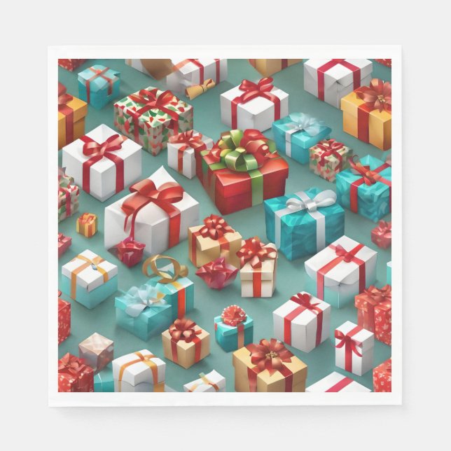 Geschenkboxen, verpackte Geschenke. Serviette (Vorderseite)