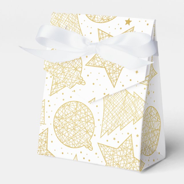 Geschenkboxen von Gold und Weiß-Weihnachtsmustern Geschenkschachtel (Vorderseite)