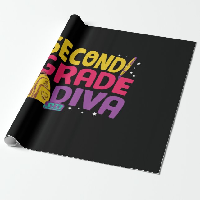 Geschenke 2. Lehrerin | Diva zweiter Klasse Geschenkpapier (Ungerollt)