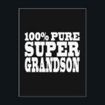 Geschenke 4 Großkinder: 100 % Pure Super Grandson Postkarte<br><div class="desc">100% Pure Super Grandson ist ein lustiges, positives, lustiges und alternatives Angebot an Geschenken und Produkten für Großkinder: in auffallender, stets modern und stilvoll präsentiert, klassisch schwarz-weiß; a in großem, freundlichem Text / Schriftart. Gib dem beststen Enkel der Welt ein humorvolles, originelles Geschenk, indem du ihr ein 100%iges Pure Super...</div>